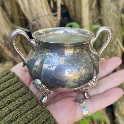 Small silver cauldron antique - small,