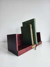 Wooden Book Trough Rack Organiser Storage Shelf Desk Top Antique Vintage 