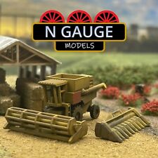 PAINTED - N Scale Gauge 1:148 Classic Combine Harvester + 2 Attachments