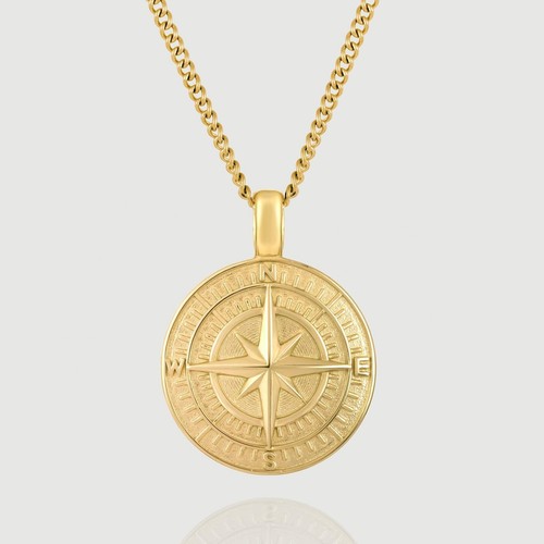 Necklace compass pendant mens - pendant,