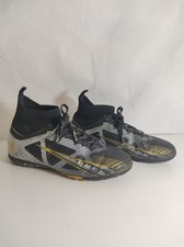 Boys Football Astro Turf Trainers Shoes Size UK 2.5 Black Gold Lace Up