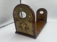 19th Century Antique Bookends  Gothic Revival Wood And Brass Sliding Book Shelf
