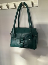 Leather Shoulder Bag by Yoshi, teal green with full Zip and Magnetic Closure