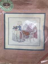 Embroidery Kit Pre-printed Favourite Chair threads 16x14” DIY Craft Long Stitch