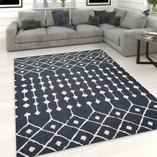 Washable Cotton Rug Black White Cream Large Small Runner Living Room Bedroom Mat