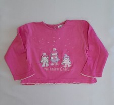 Girls Debenhams Babble Boom 100% Cotton Pink Long Sleeve Cat Top age 1.5-2 Years