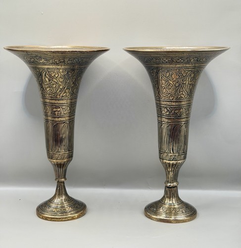 Vintage pair etched - etched, brass