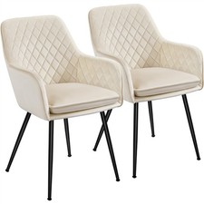 2pcs Upholstered Dining Chairs Velvet Fabric Kitchen Chairs with Metal Legs Used