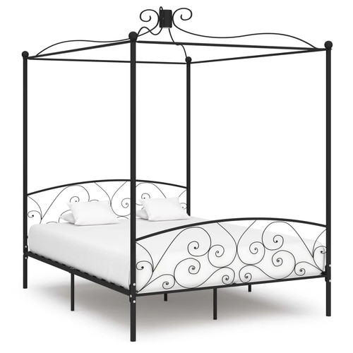 Walplus black metal canopy bed - metal,