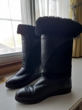 Beautiful classic Morlands Womens Black Sheepskin Boots Mid Calf  UK Size 6.5