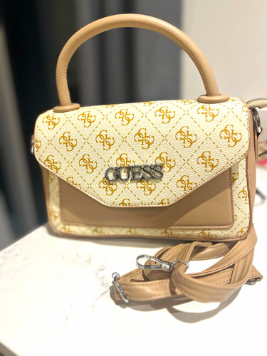 Guess beige logo small satchel - guess,