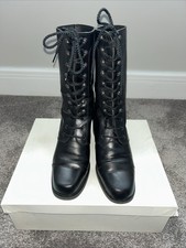 Victorian Steampunk Calf Boots Black Leather, UK Size 5 By Jonny Made In Italy