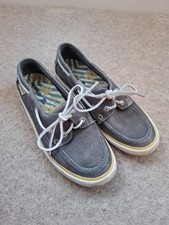 Sebago Docksides Leather Boat Shoes Womens Grey Loafers UK 5 EU 38 deck sailing
