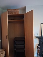 Ikea PaX Double Wardrobe. Oak Effect,Internal Shelf,3 baskets, Rail + Top Shelf.