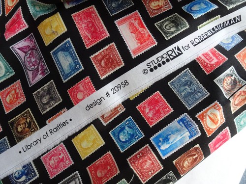 Postage stamp fabric - postage, fabric-library