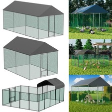 Extra Large Chicken Coop Durable Metal Walk In Poultry Hen Cage w/Lockable Door