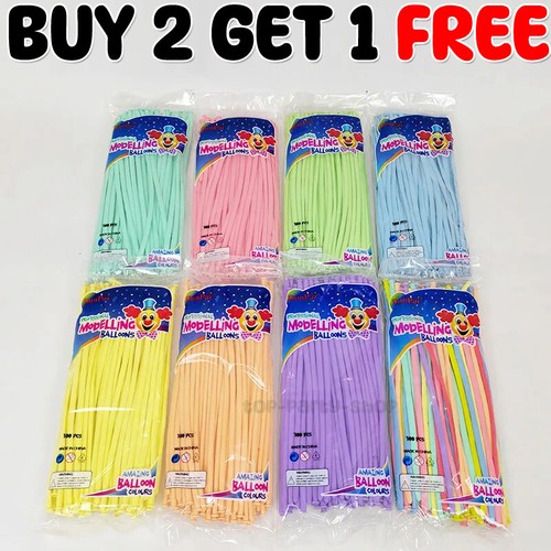 100 long pastel balloons - x,