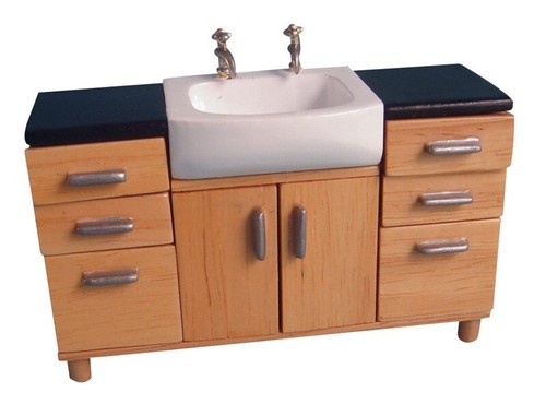 Dolls house pine sink - dolls,