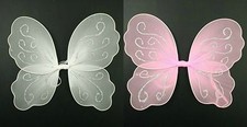 Girls Butterfly Fairy Angel Wings White Pink Glitter Fancy Dress Wings 