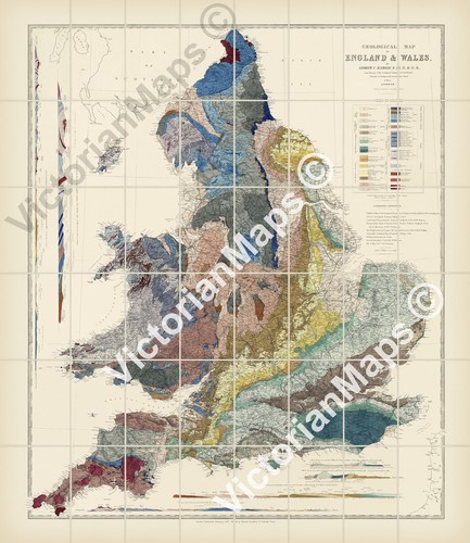 Antique geological map england - antique,