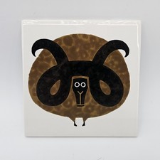 Vintage Kenneth Townsend Ceramic Ram  Tile Menagerie Series 6"x6"