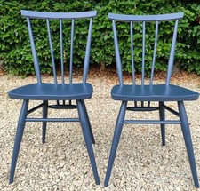 ERCOL 391 SOLID ELM  DINING CHAIRS IN COLOUR OF PLIMSOLL PAINT AND PAPER LIBRARY