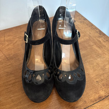 CLARKS Artisan Black Suede Mary Jane Shoes UK 5/38D