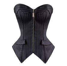 Black Pinstripe Overbust