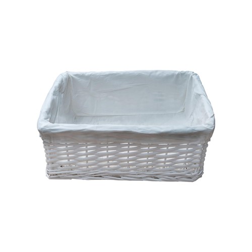 White wicker storage hamper - ,