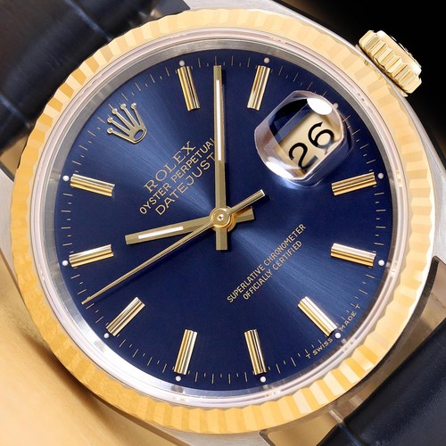 Rolex mens datejust 16233 - mens, blue