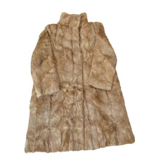 Long Coat Womens Brown Genuine Faux Fur Long Sleeve Cozy Warm Outerwear