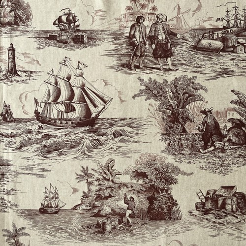 Toile linen fabric depicting - toile,