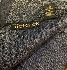 Vintage Tie Rack Jacquard Large Two-tone Fringed Pashmina Shawl Wrap