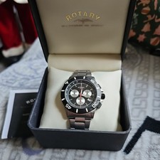 ROTARY Mens watch Chronospeed Chronograph Multi Dial S/Steel RRP£189 Boxed