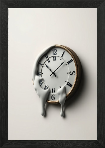 Melting clock face - face, surreal