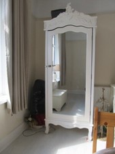 Full Mirrored French Armoire single off white/cream PLEASE READ