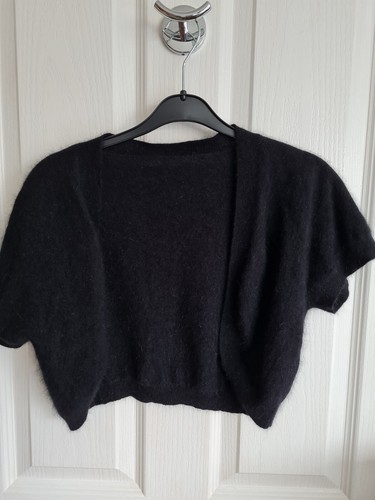 Black fluffy angora bolero - fluffy,