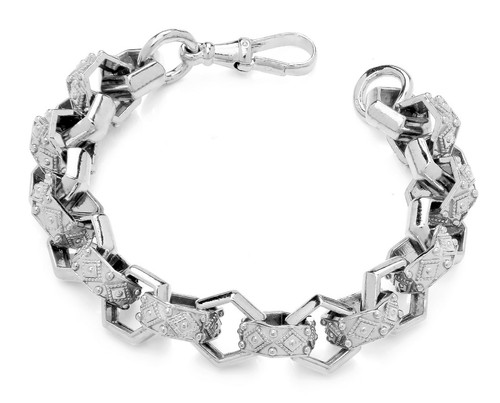 Sterling silver men hexagon - silver,