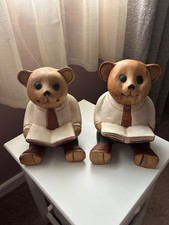 Vintage x 2 Large Wooden Teddy