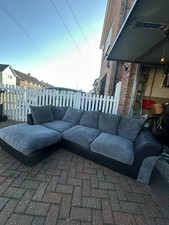 Grey L Shaped Sofa + Recliner