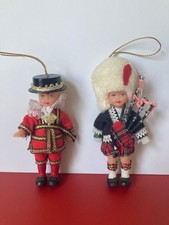 Vintage 1960s Beefeater and Bagpiper Doll Ornaments
