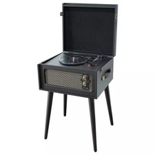 Bush Wooden Turntable Vinyl Record Player Retro + Legs & Bluetooth - Black VGC!