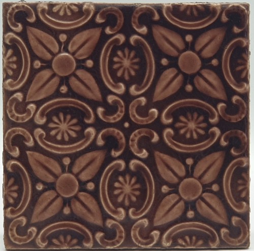 Antique fireplace tile brown - antique,