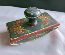 Vintage Hand Painted Folk Art Desk Ink Blotter Rocker Rocking Blotter