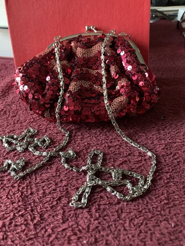 Vintage red sequin - red, clutch