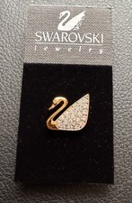Genuine Swarovski Swan Pin/Brooch, Gold Tone Plated