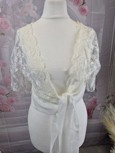 Blue ribbon ivory lace bolero - ivory,