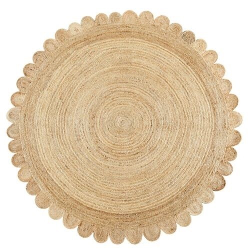 Boho scalloped jute rug - scalloped,