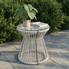 Grey Rattan Coffee Table Round