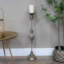Gold Metal Tall Candle Holder